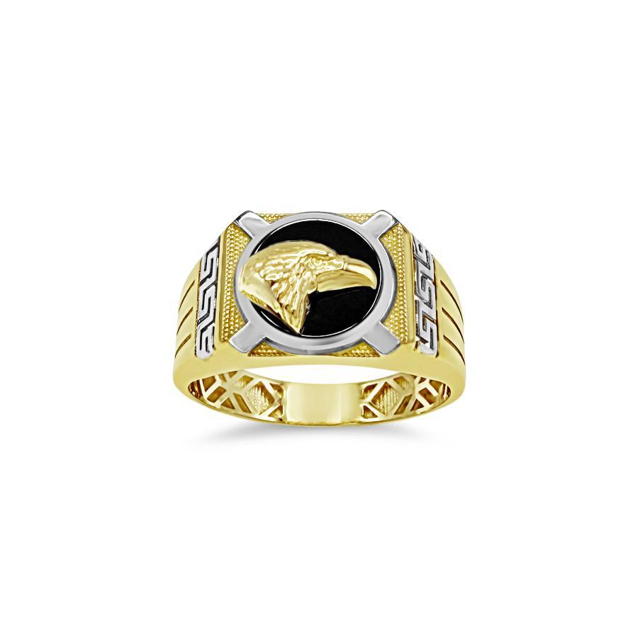 10K Yellow Gold Mens Eagle Head Signet Pinky Ring