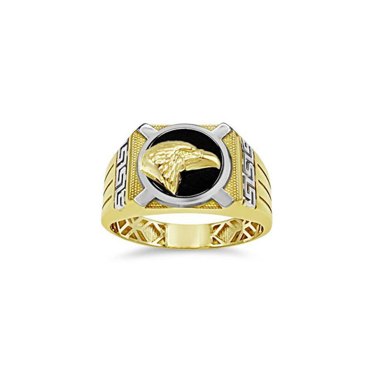 10K Yellow Gold Mens Eagle Head Signet Pinky Ring