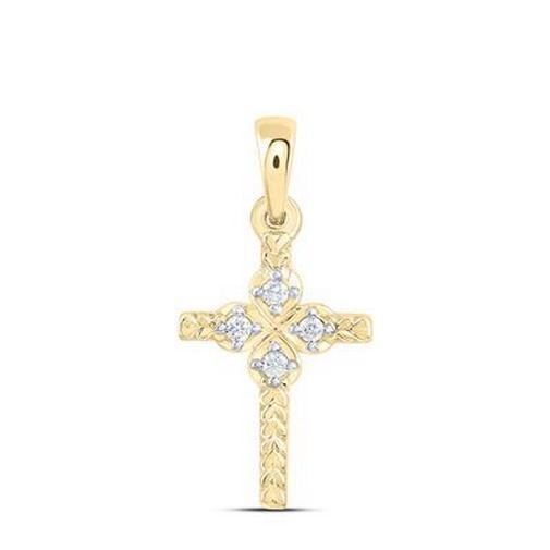 Diamond Cross Pendant Charm 10K Yellow Gold