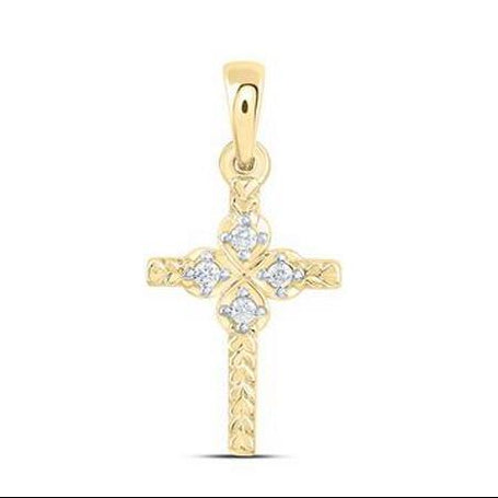 Diamond Cross Pendant 10K Yellow Gold