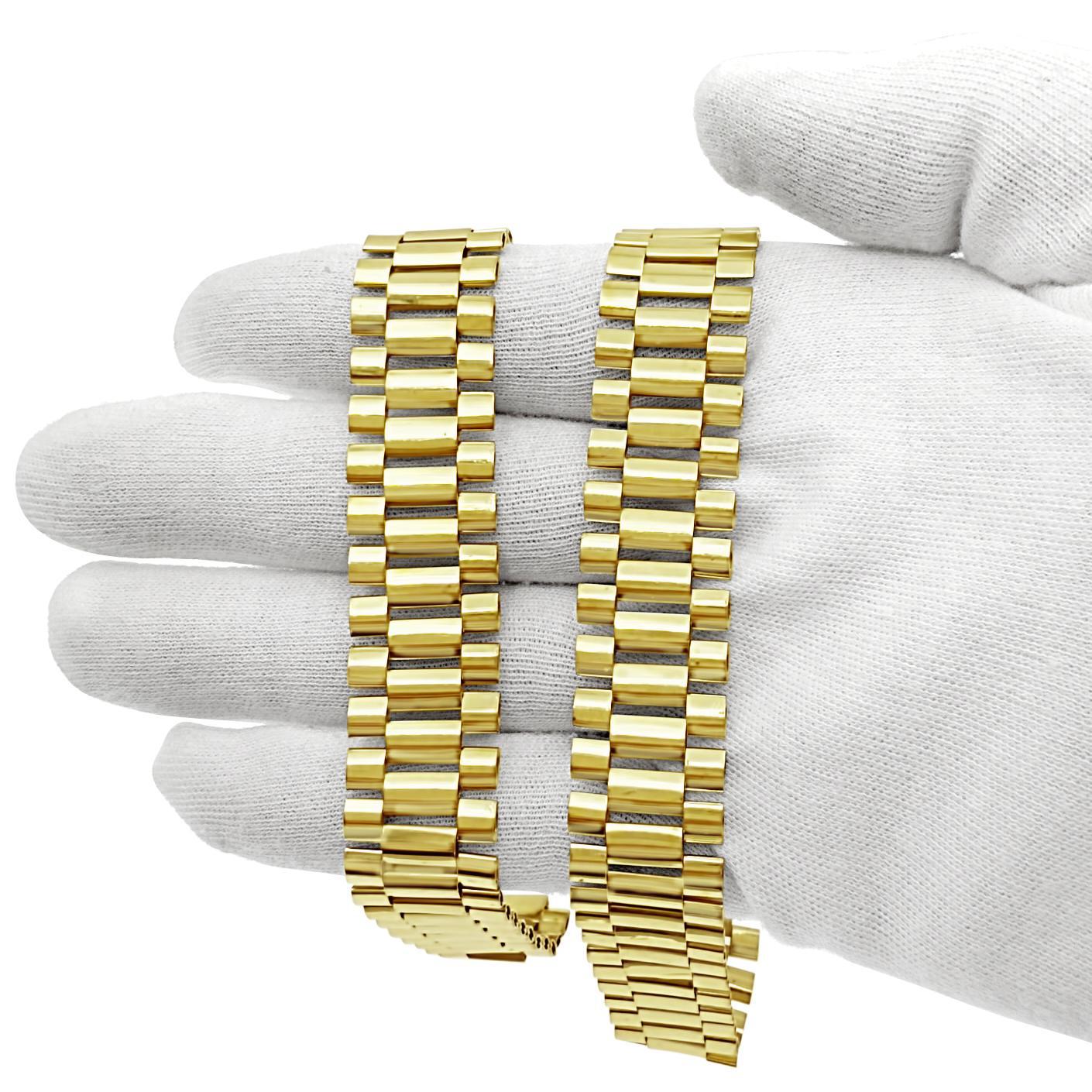 Railroad Chain Mens Necklace Reversible 16.5mm Real 10k Yellow Gold