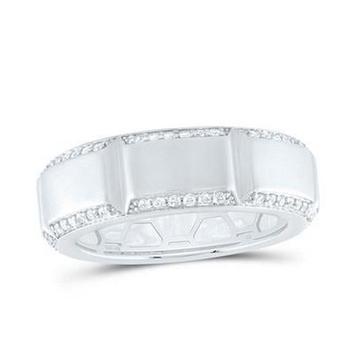 0.62 cttw Diamond Mens Wedding Band Ring 14k White Gold