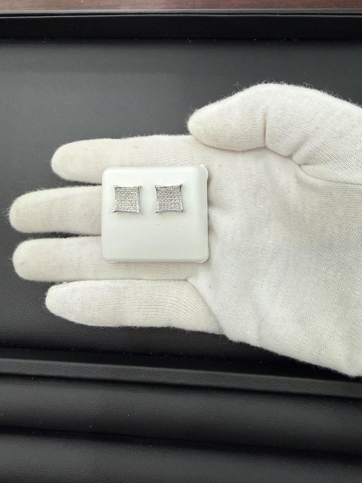 0.25ctw Diamond 10K White Gold Square Cluster Stud Earrings