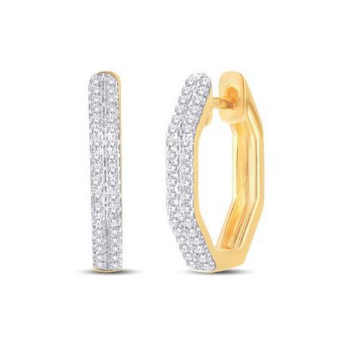 0.22 Cttw Diamond Hoops Octagon Earrings 10k Yellow Gold