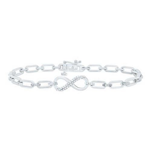 Diamond Infinity Paperclip Bracelet 925 Sterling Silver