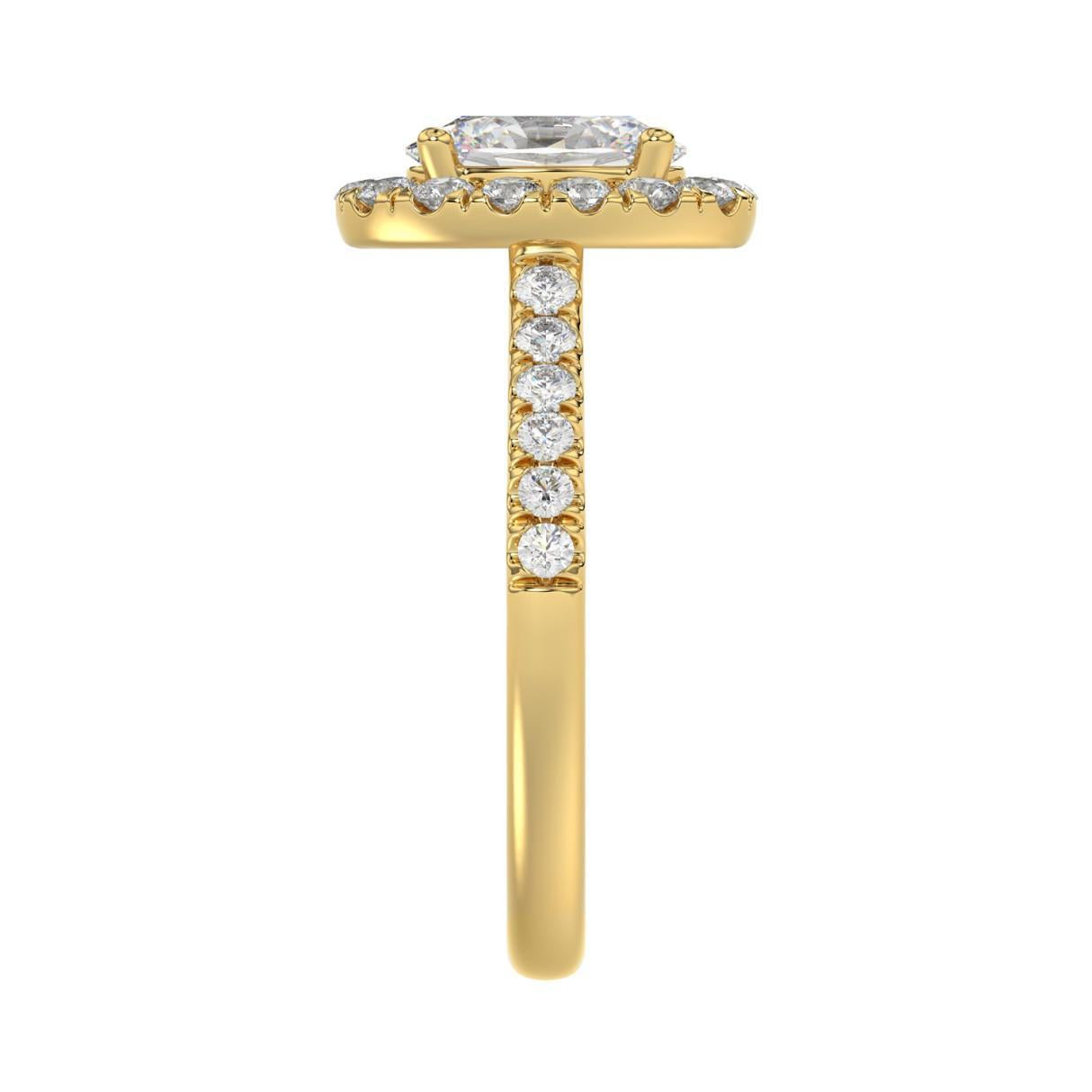 1.50ctw Lab Grown Diamond Oval Halo Engagement Ring 14K Yellow Gold