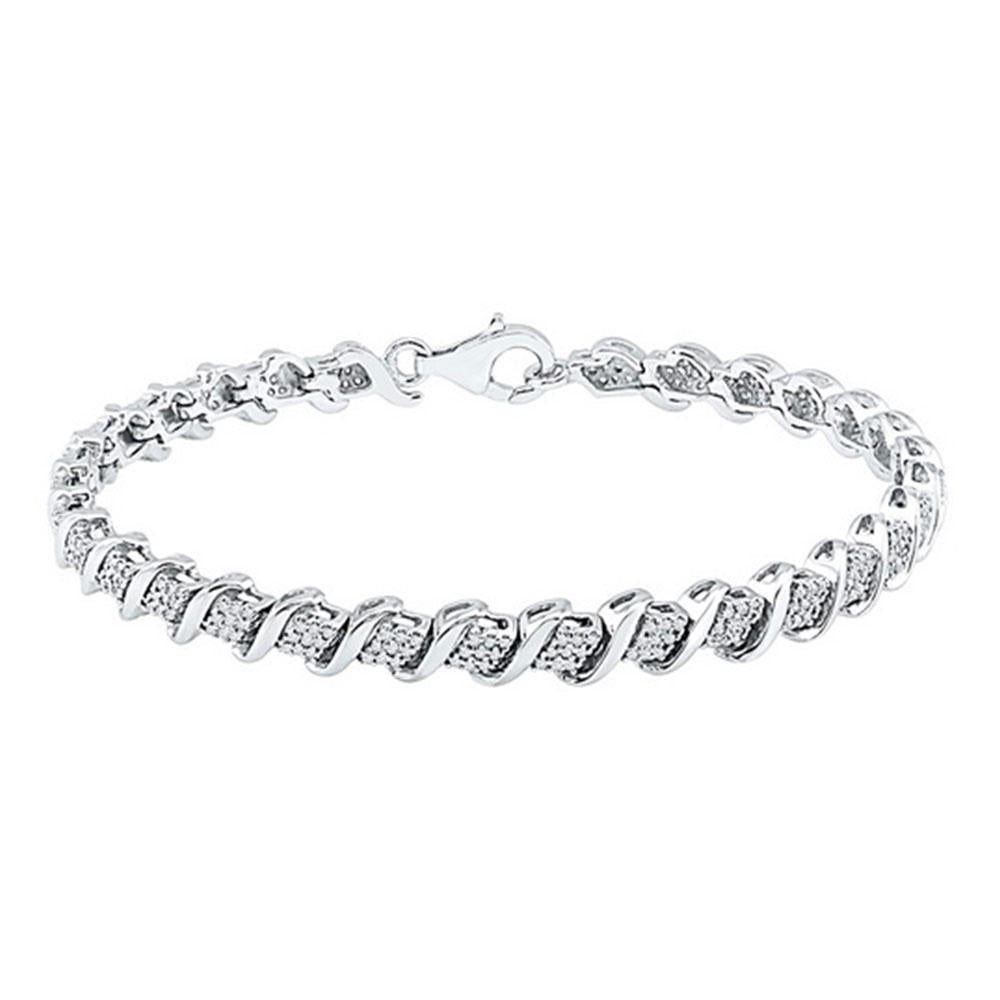 1/2cttw Round Diamond Twisted Bracelet 10k White Gold