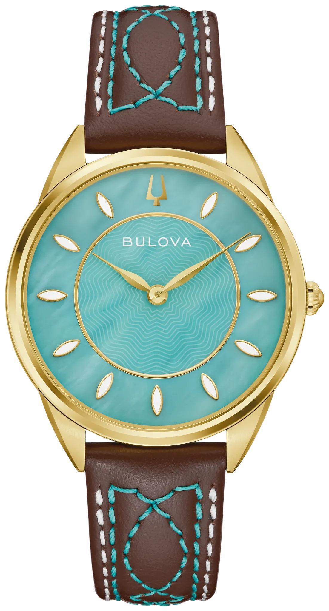 Bulova Classic Western Sutton Womens Quartz Turquoise Dial Watch 97L203