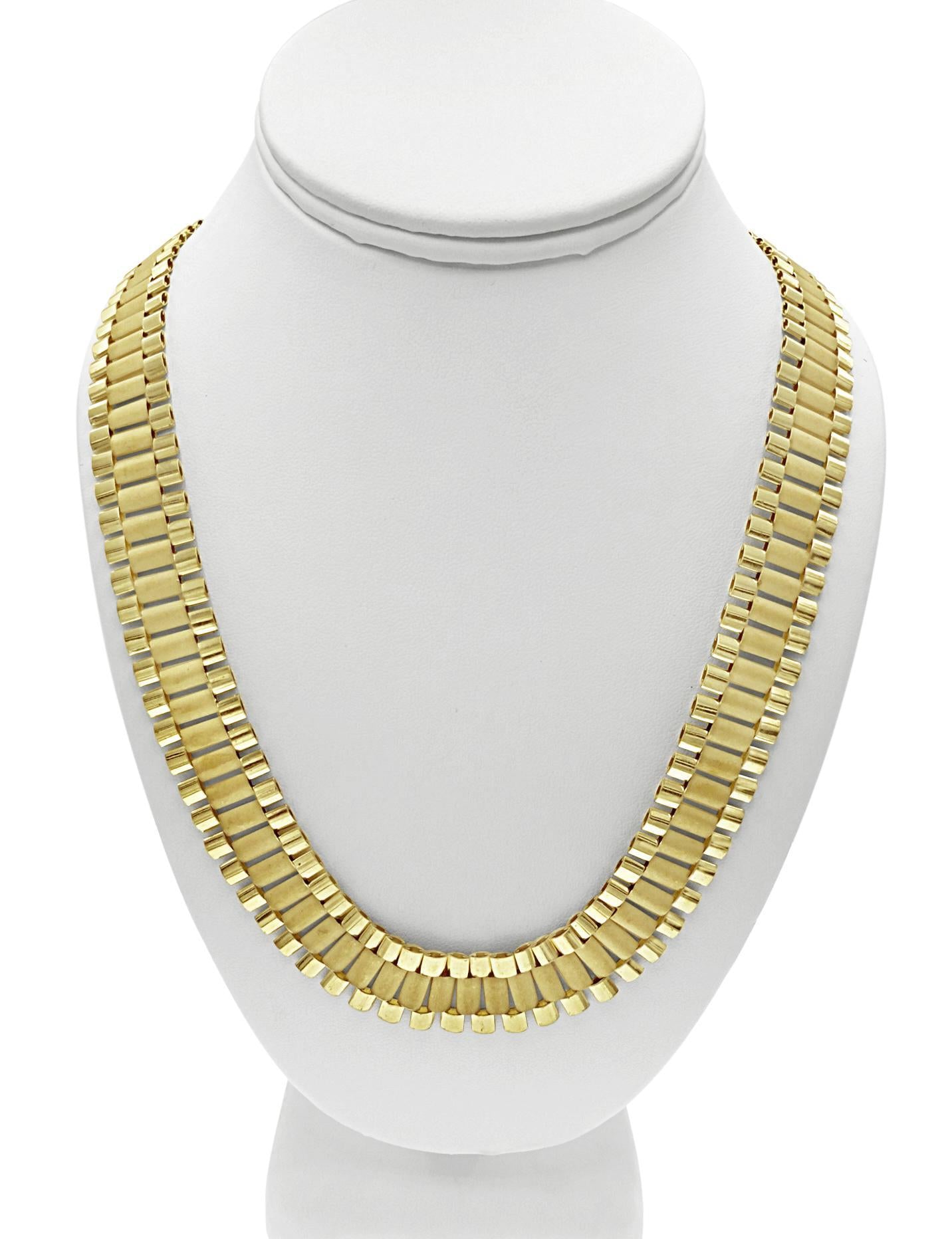 Railroad Chain Mens Necklace Reversible 16.5mm Real 10k Yellow Gold