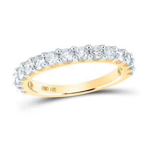 1 Ctw Diamond Single Row Wedding Anniversary Womens Band 14k Yellow Gold
