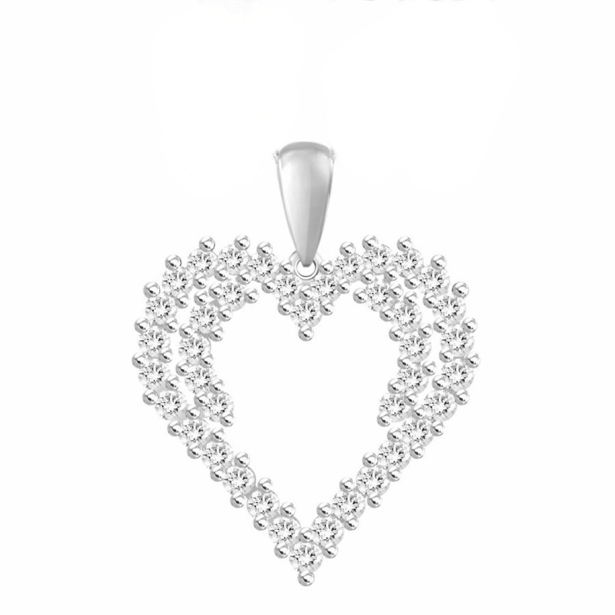 0.50ctw Diamond Open Heart Pendant 10k White Gold Charm