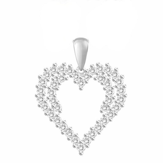 0.50ctw Diamond Open Heart Pendant 10k White Gold Charm