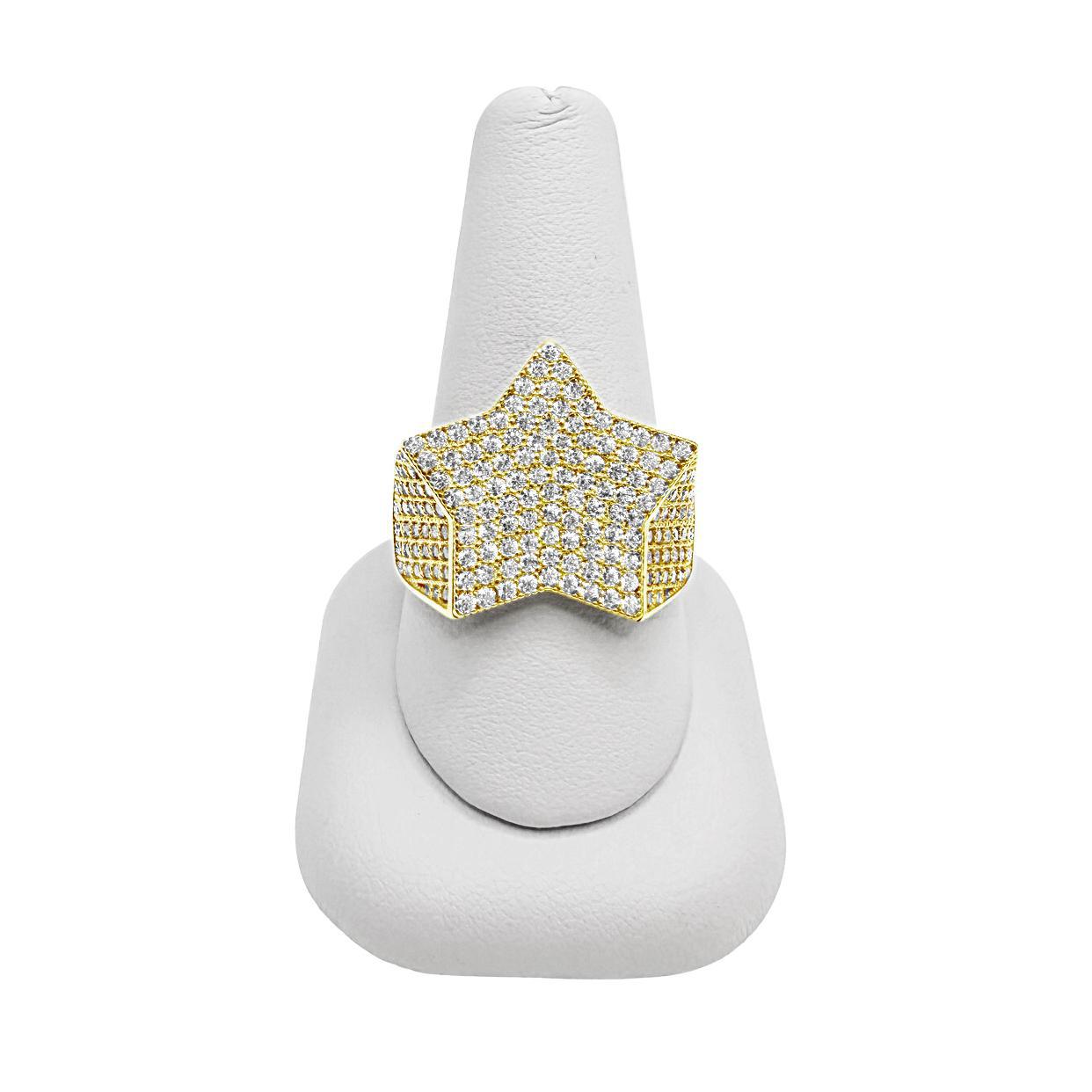 10K Yellow Gold Star Mens Ring Pinky Mens Ring