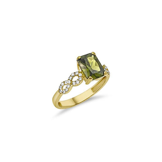 14k Gold Birthstone Ring Green Women Band Size 7.5