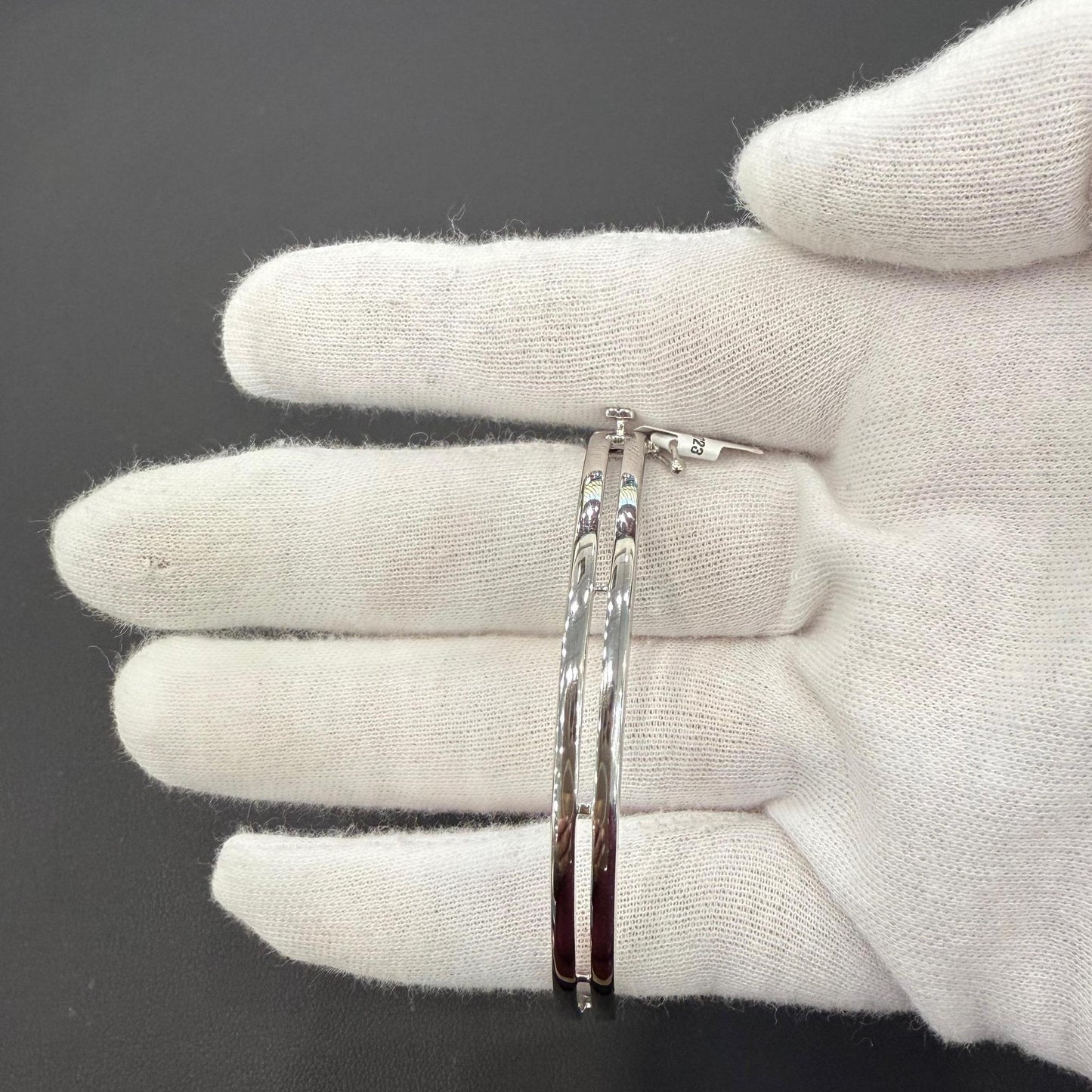 Diamond 1.00ctw 14K White Gold Hinged Bangle
