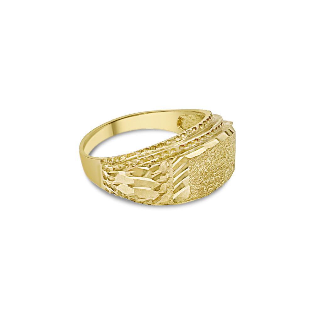 10k Yellow Gold Nugget Mens Signet Pinky Ring Band