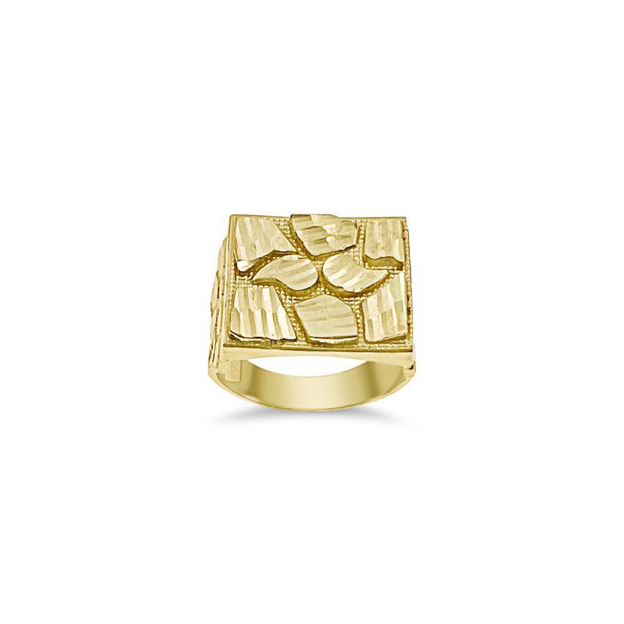 Nugget Rectangular Men's Ring 10k Gold Band Size 10