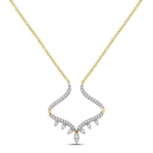 14kt Yellow Gold Womens Round Diamond Fashion Necklace 1/4 Cttw