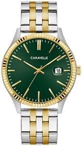 Caravelle by Bulova Dress Two Tone Green Dial Mens Watch 45B162