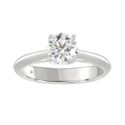 1 ct Lab Grown Round Diamond Solitaire Engagement Ring 14k White Gold