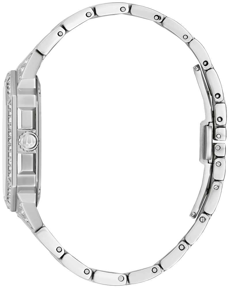 Bulova Octava Crystal Silver tone Mens Octagon Watch 96A285