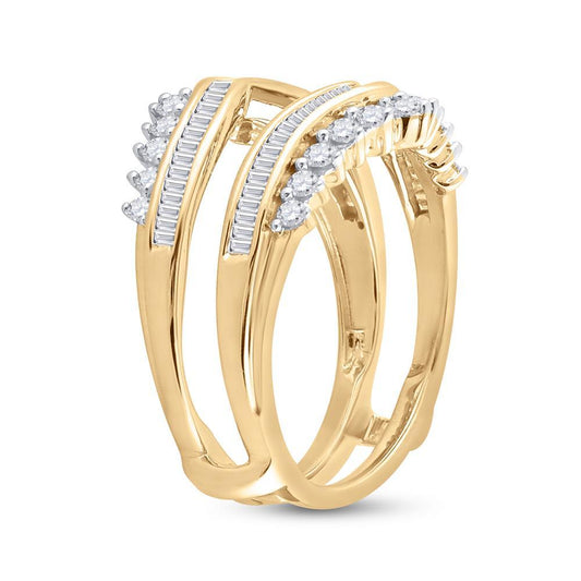 0.75ctw Diamond Wrap Guard Enhancer Wedding Womens Ring Band 14k Yellow Gold