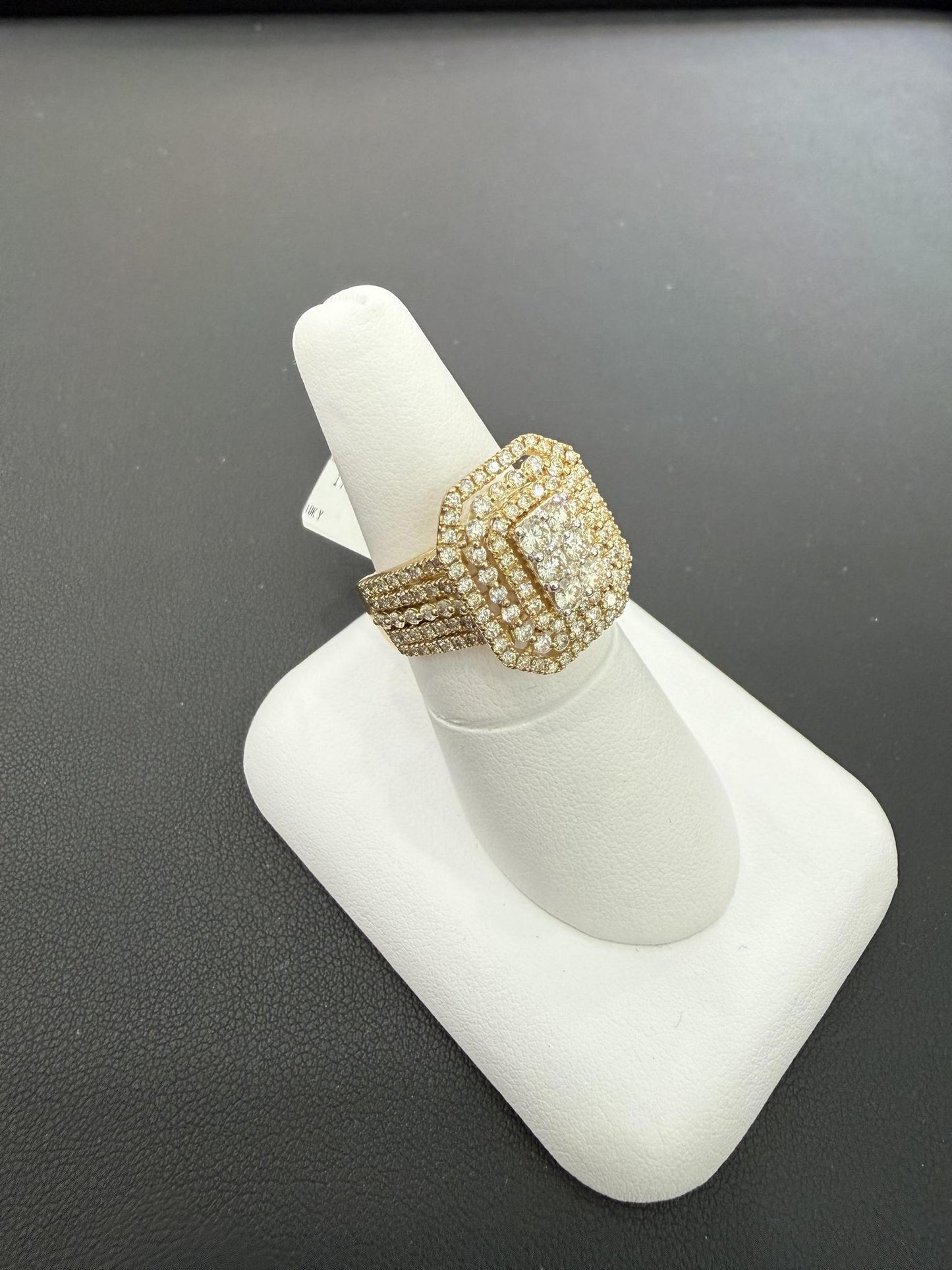 2ctw Diamond Octagon Halo Ring 10K Yellow Gold