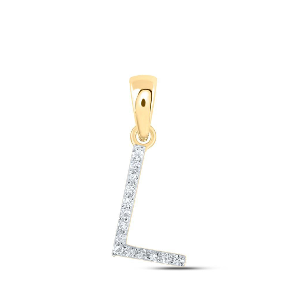 Diamond Letter Initial L Pendant Charm 10k Yellow Gold