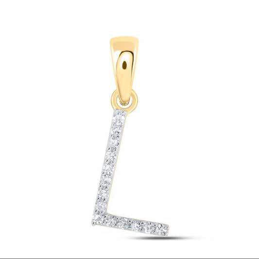Diamond Letter Initial L Pendant Charm 10k Yellow Gold