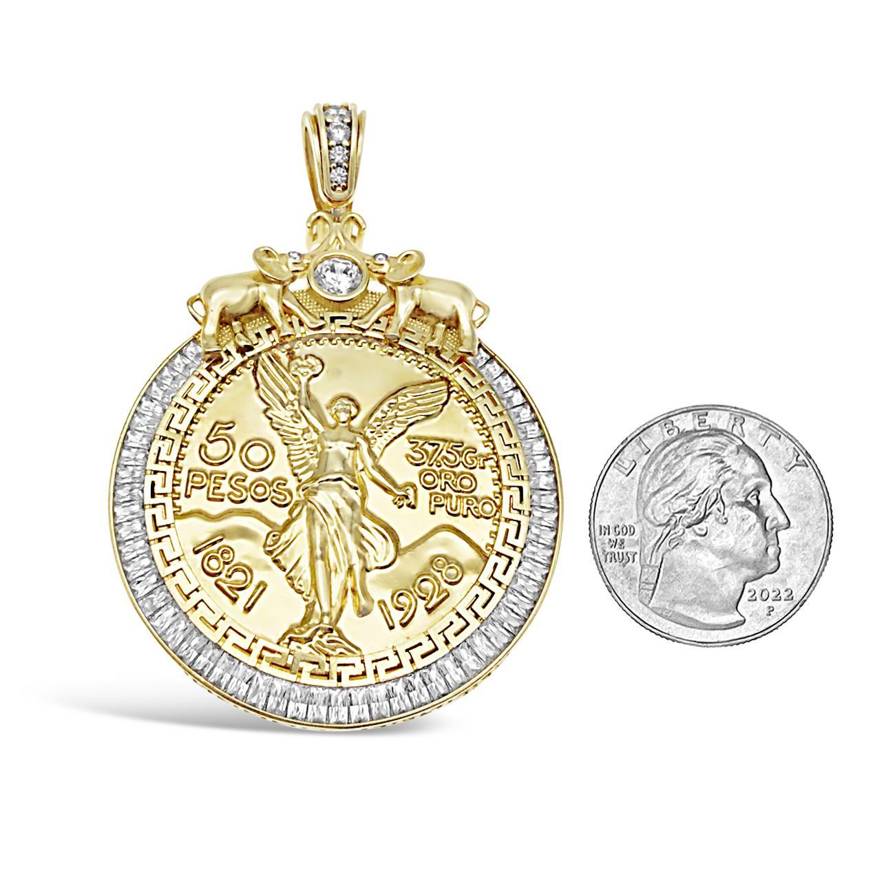 10K Yellow Gold 50 Pesos Centenario Coin Pendant