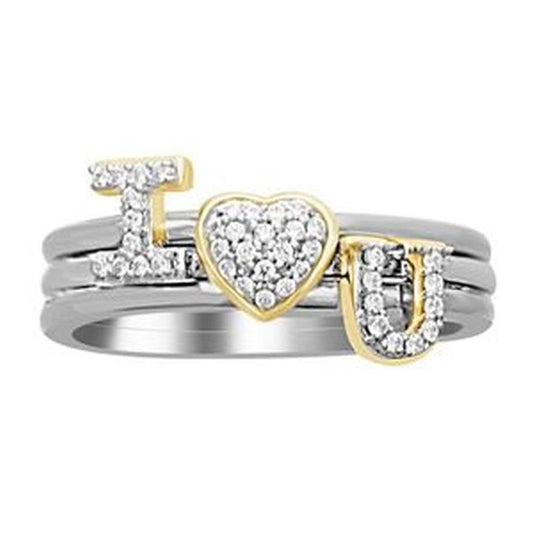 Diamond I Love You Womens Band Ring 925 Sterling Silver4