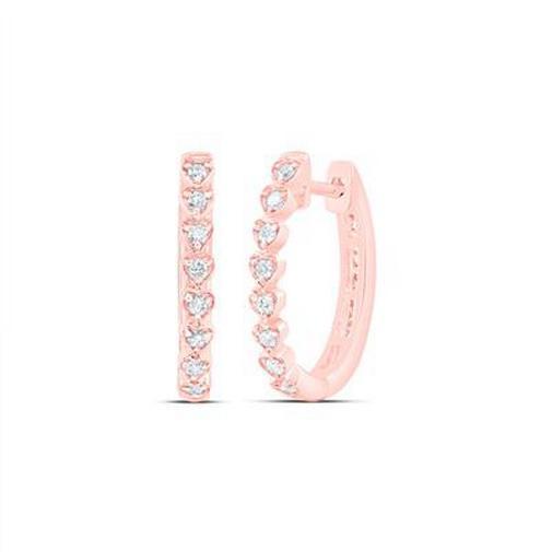 0.37ctw Heart Diamond Hoop Earrings 10k Rose Gold