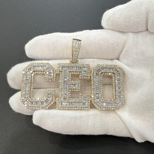 6.80ctw Diamond CEO Baguette Round Pendant 10K Yellow Gold