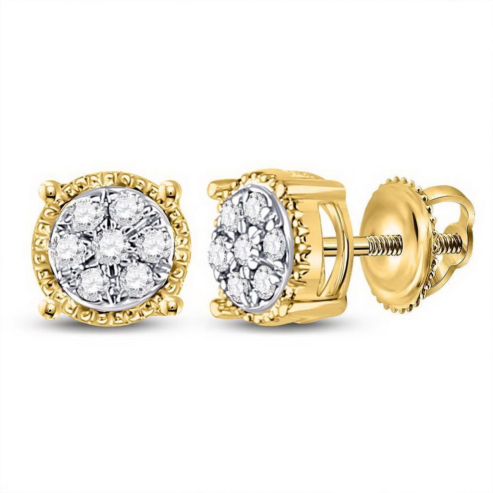 Diamond Cluster Stud Earrings 0.15ctw 10K Yellow Gold