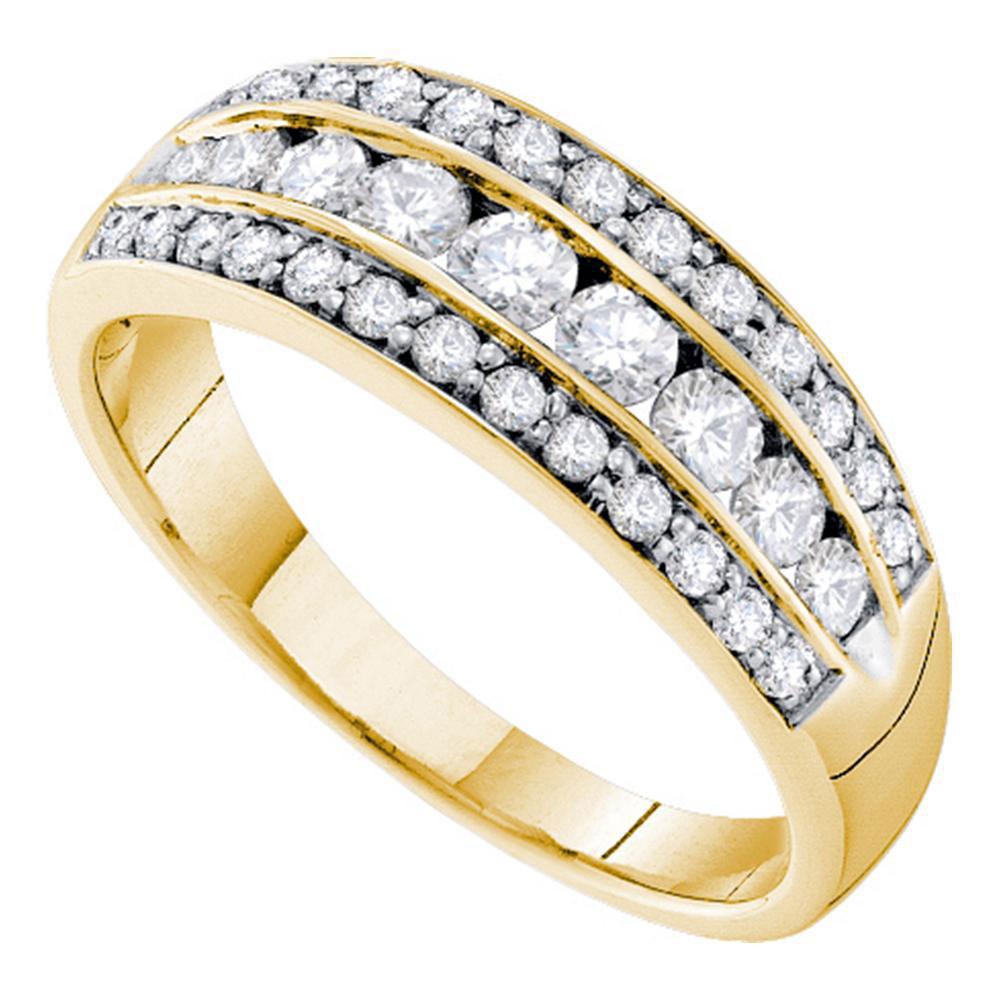 Diamond 14K Yellow Gold Multi Row Wedding Band 0.74ctw