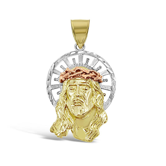 Jesus Head Pendant Mens Charm 10k Yellow White Rose Gold 1.8 inch