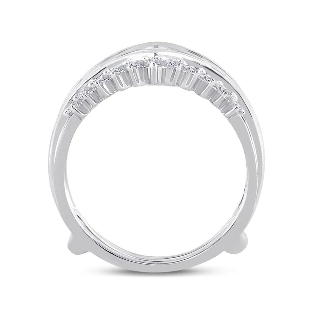 0.74Ctw Baguette Diamond Wrap Enhancer Guard Wedding Ring 14k White Gold