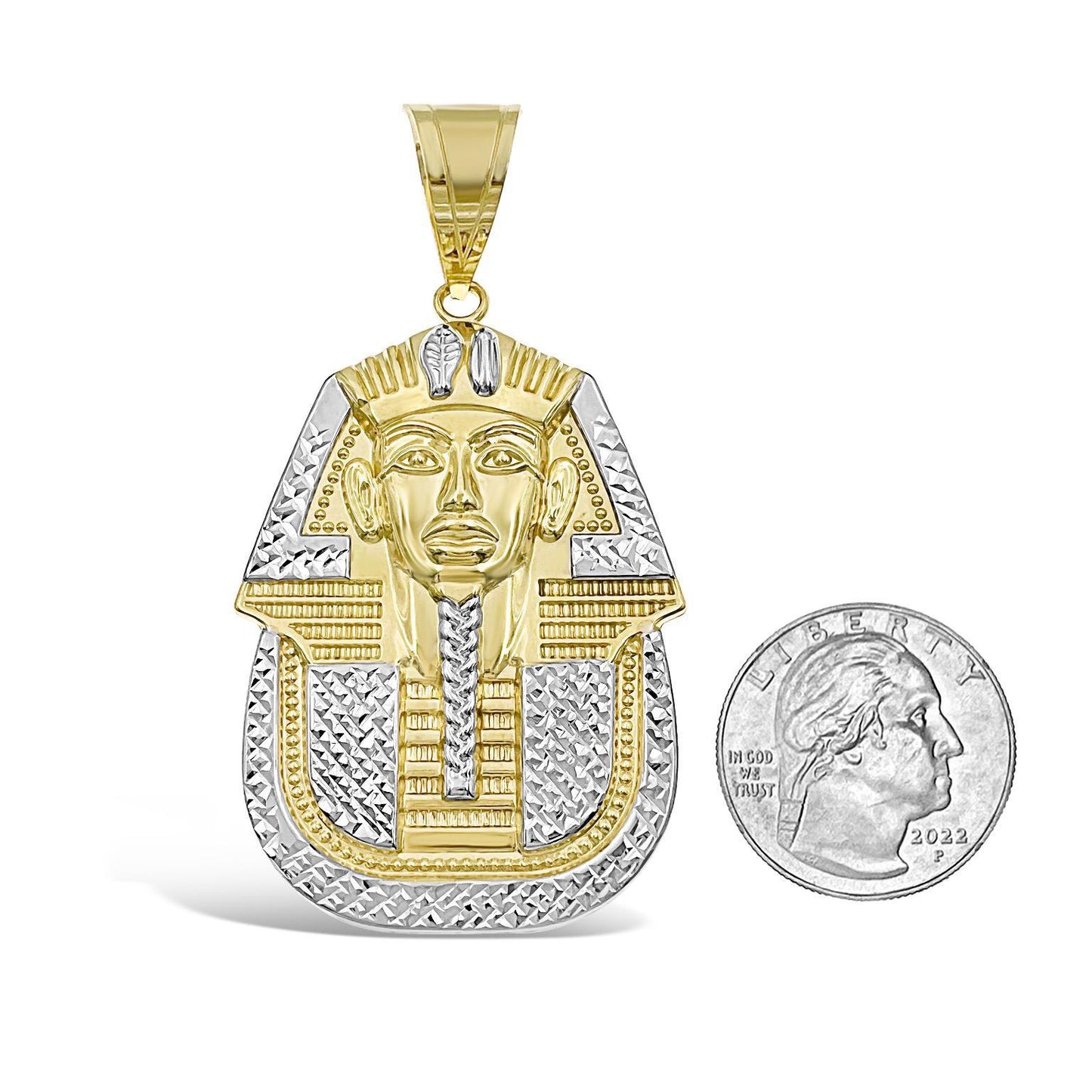 Egyptian Pharaoh King 10k Gold Men's Charm 2.7"