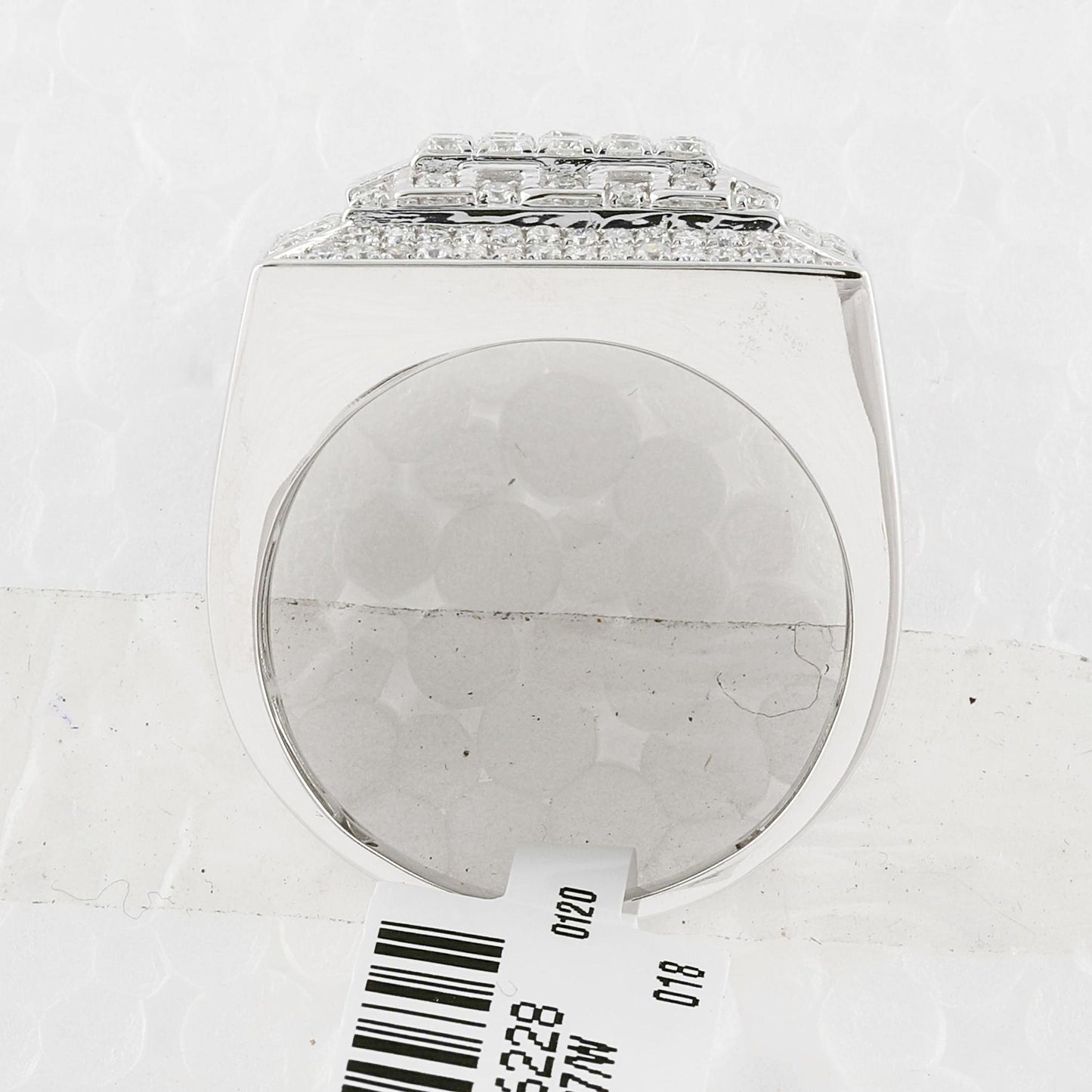 1.75ctw Diamond Square Cluster Mens Signet Ring 10K White Gold Statement Band