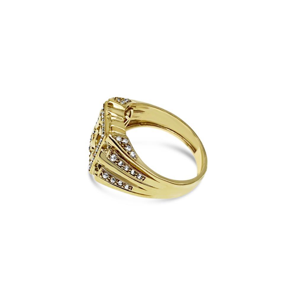 10K Yellow Gold Nugget Signet Mens Ring