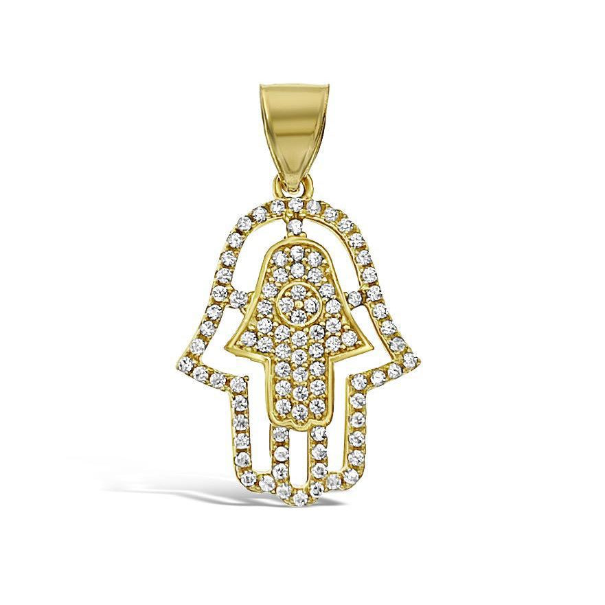 10k Yellow Gold Hamsa Hand Pendant