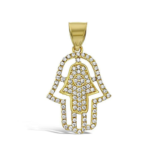 10k Yellow Gold Hamsa Hand Pendant