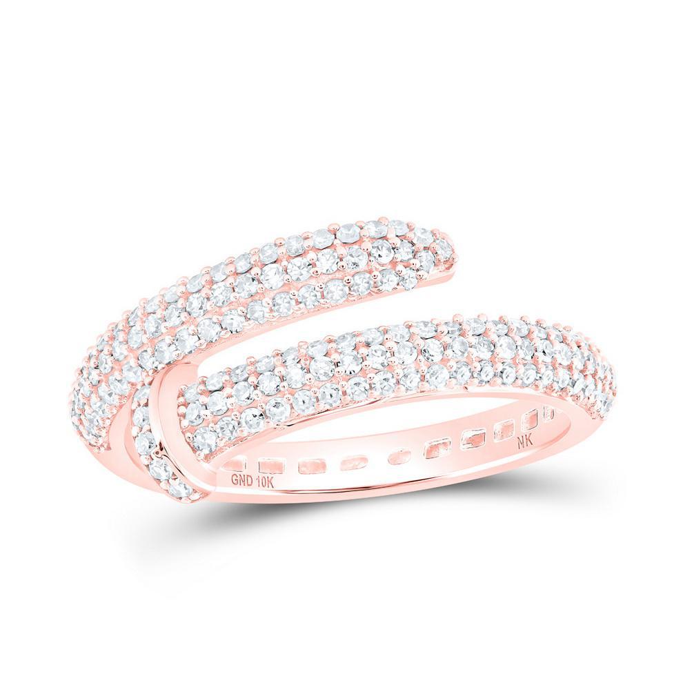 0.50 cttw Round Diamond Bypass Nail Womens Ring Band 10k Rose Gold