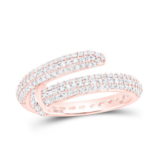 0.50 cttw Round Diamond Bypass Nail Womens Ring Band 10k Rose Gold