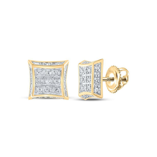 Diamond Square Stud Earrings 10K Yellow Gold