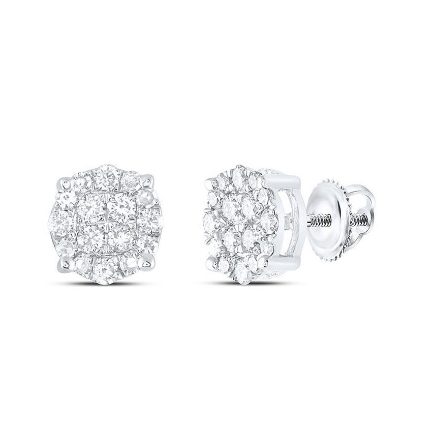 0.26ctw Diamond Cluster Stud Earrings 10K White Gold