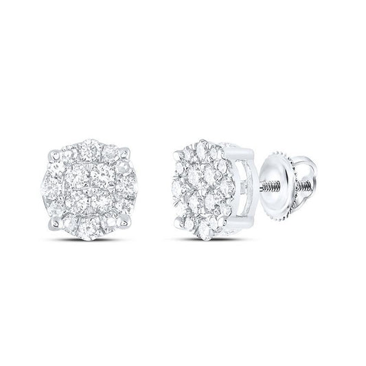 0.26ctw Diamond Cluster Stud Earrings 10K White Gold