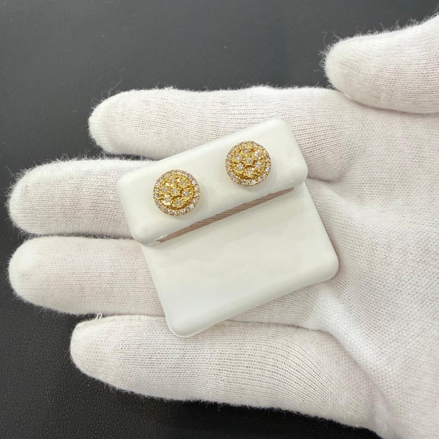 0.27ctw Round Diamond Circle Cluster Stud Earrings 14k Yellow Gold Screw Back