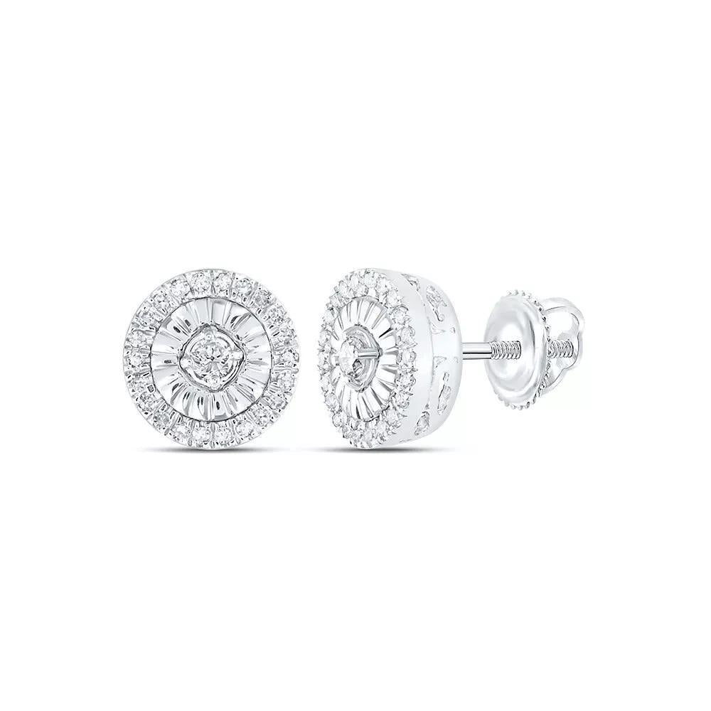 Diamond Stud Circle Earrings 925 Sterling Silver