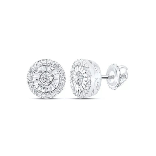 Diamond Stud Circle Earrings 925 Sterling Silver